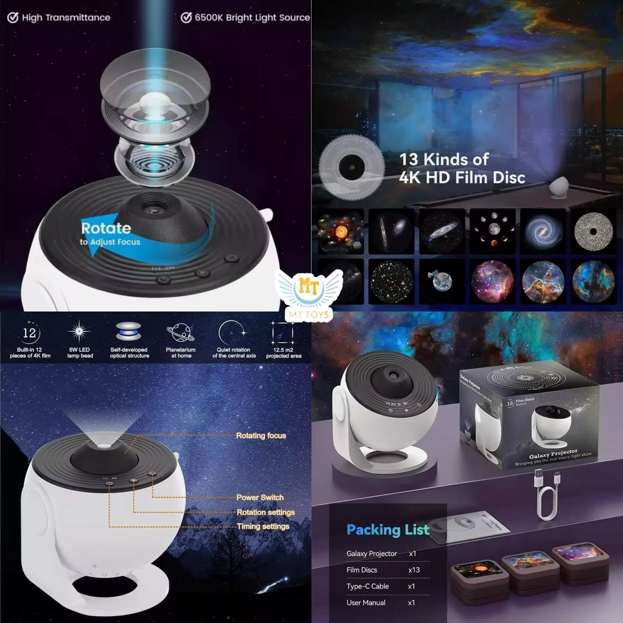 چراغ خواب فضایی دیسک خور حرفه ایی  آیتم:DQY12  13 طرح مختلف  12 دیسک  کابل USB  دستمال مخصوص لنز  قابلیت چرخش دستی