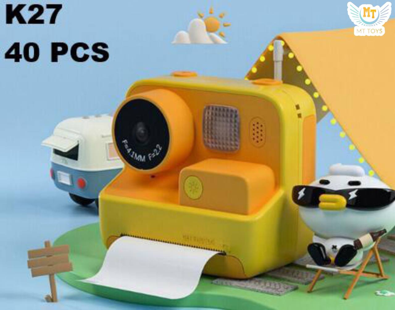 دوربین عکاسی چاپگردار کیفیت بالا آیتم:K27 دوربین عقب و سلفی دارای تنظیمات دوربین فلش دوربین عقب شارژی رم خور قابلیت فیلم برداری داری چند بازی قدیمی زرد دارای برچسب های بچگانه دارای ماژیک برای رنگ آمیزی عکس دارای بند دارای کابل شارژ usb رول اضافه