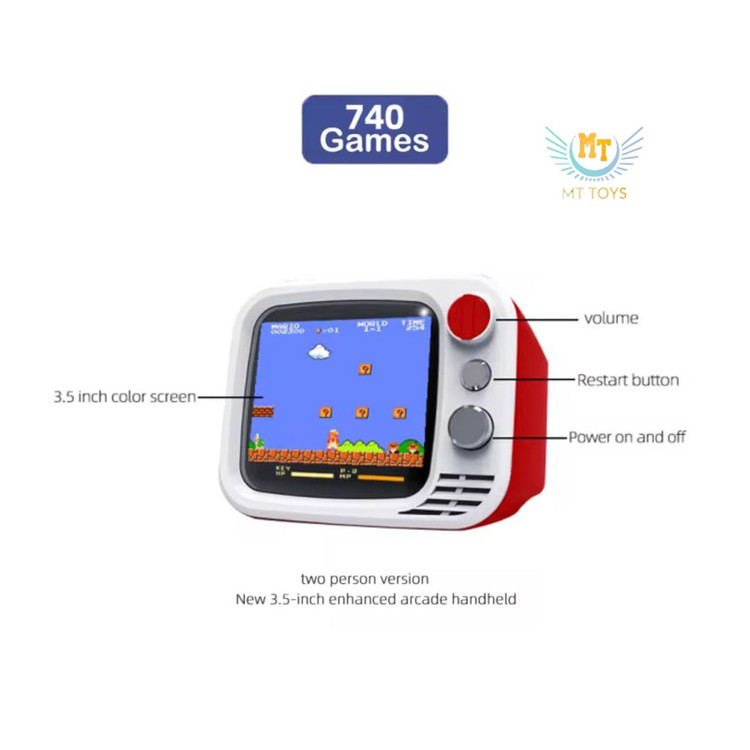 کنسول بازی تلوزیونی 2 دسته آیتم:H7 740 بازی 2 رنگ 2 دسته بی سیم مانند ps5 صفحه نمایش رنگی کابل شارژ کابل اتصال به تلوزیون صفحه نمایش 3/5 اینچ قابلیت تنظیم صدا دسته بندی بازی ها به 6 دسته مختلف