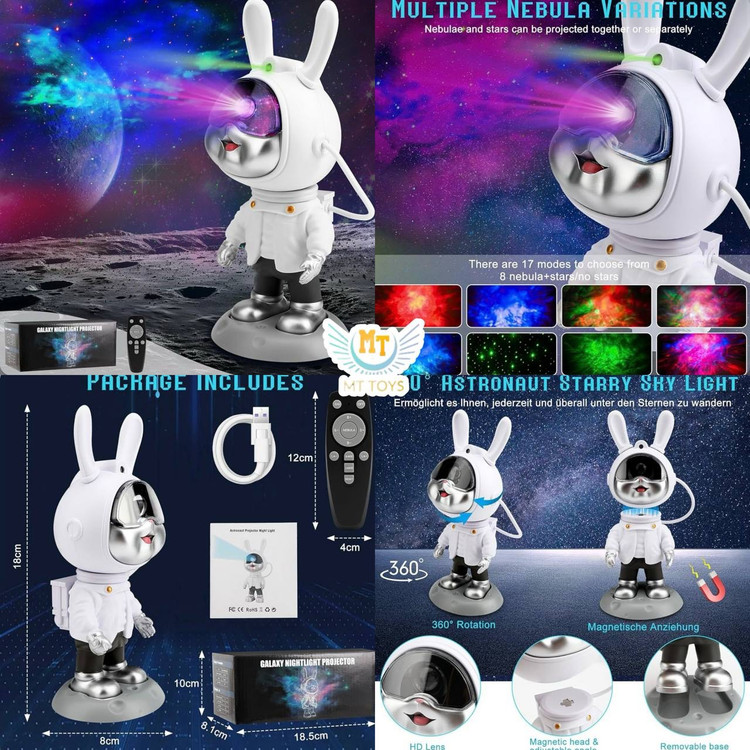 چراغ خواب خرگوش فضایی آیتم:2309 شارژی کنترل دار کابل USB قابلیت تنظیم روشنایی تک رنگ