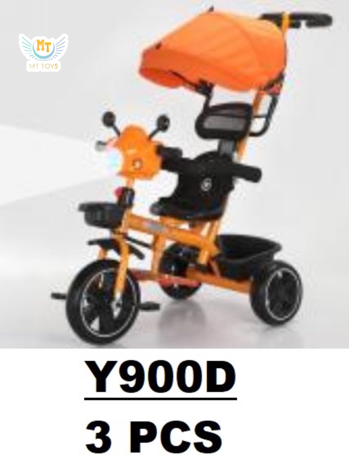 3 چرخه پدال دار و دسته و سایبان دار خارجی  آیتم:Y900D  چراغ  موزیک  جمع و باز شدن سایبان  چرخش فرمان با دستی پشت  دارای محافظ کودک  دارای جا پایی برای کودک  سبد جلو و عقب برای وسایل  جای شیکر یا قمقمه روی دسته پشتی  تک رنگ