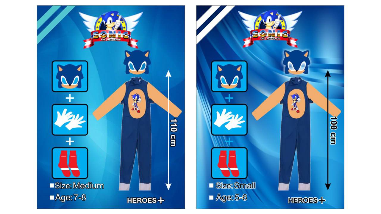 لباس سونیک  سایز ۱۰۰و ۱۱۰ سانت کدکالا   5021 قیمت